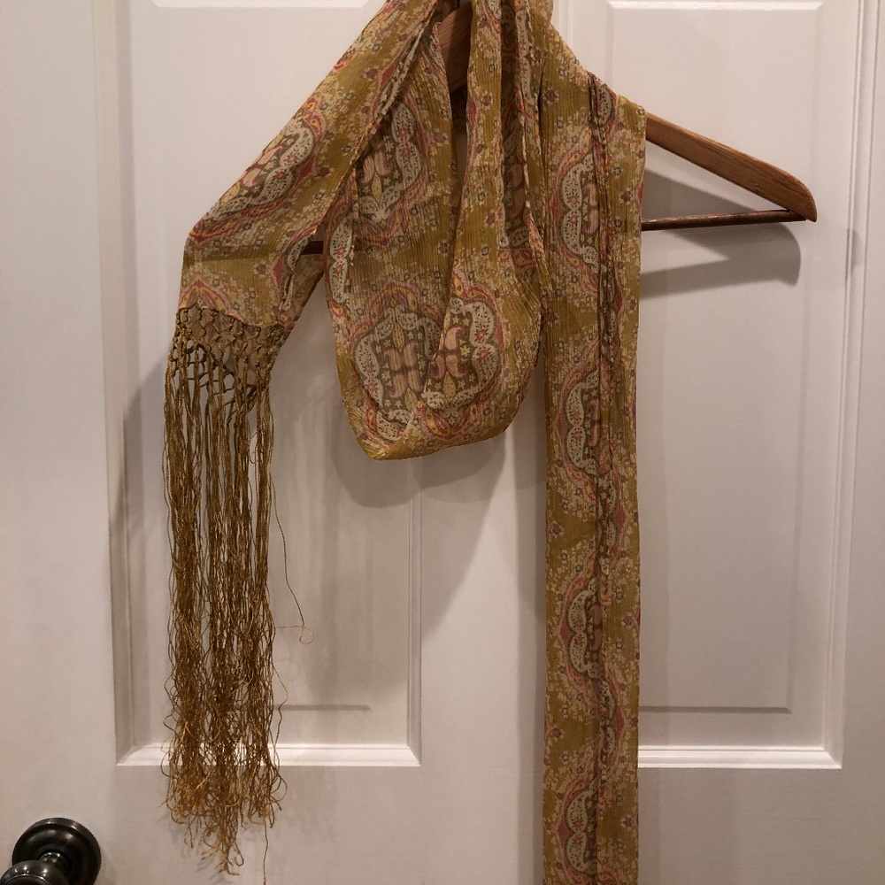 Banana Republic Silk Scarf with Gold Tassels